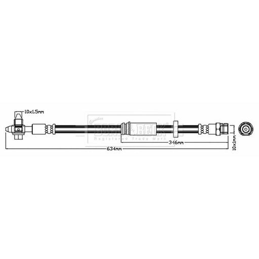 Borg & Beck Brake Hydraulic Hose Line Front Left BBH7389