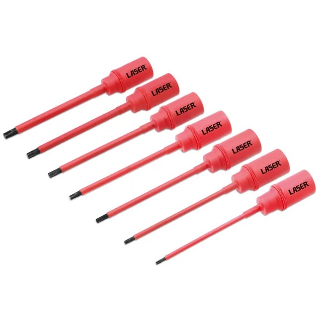Laser Tools Insulated Extra Long Slim Star Bit Socket 3/8"D T10 to T40 7pc - PL