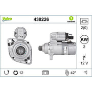 Valeo Starter Motor 12V 2kW 12 Teeth 438226