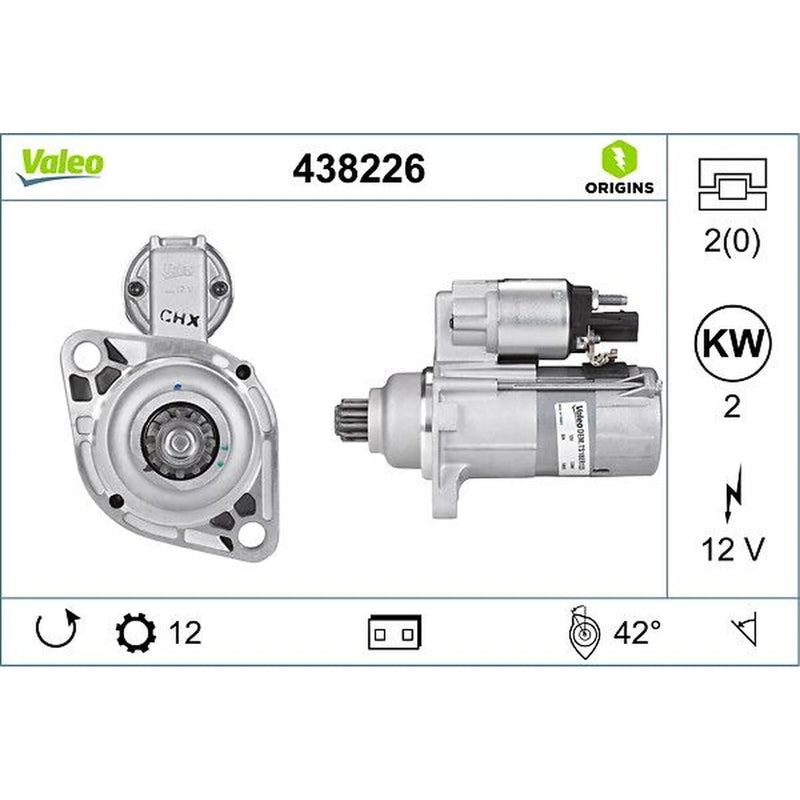 Valeo Starter Motor 12V 2kW 12 Teeth 438226