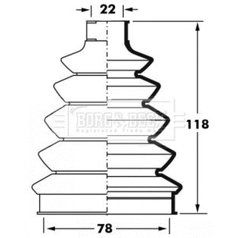 Borg & Beck Drive Shaft Bellow Kit Front Left Thermoplast BCB6060