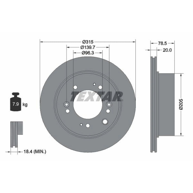 Textar 2 x Rear Brake Discs 92205000