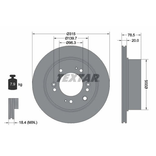 Textar 2 x Rear Brake Discs 92205000