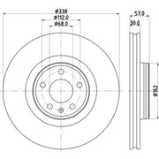 DON 2 x Internally Vented Front Brake Discs PCD22971