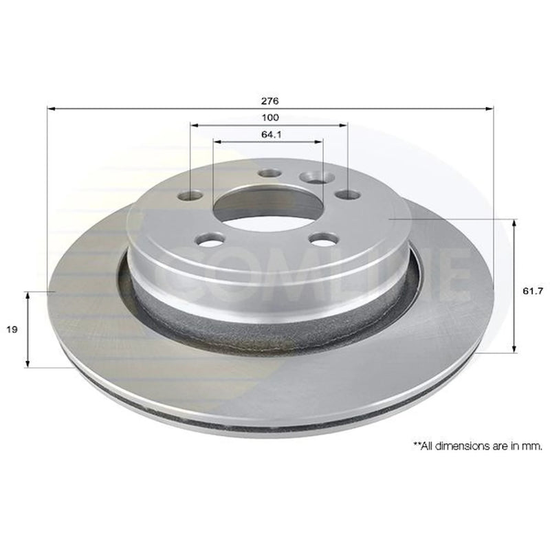 Comline 2 x Internally Vented Rear Brake Discs ADC1337V