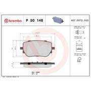 Brembo 4 x Rear Brake Pad Set P50148