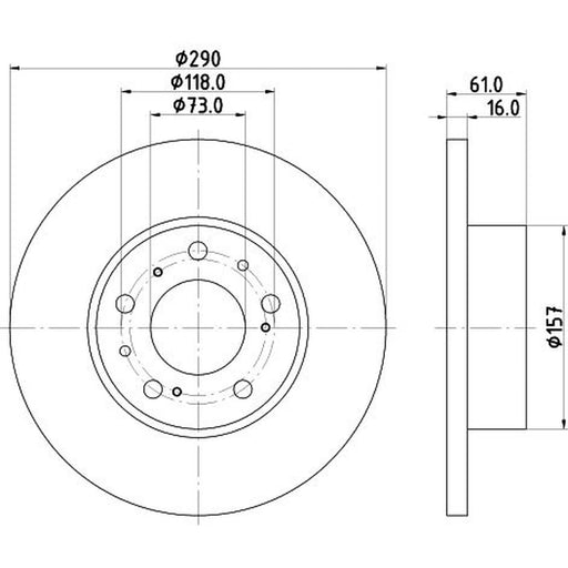 DON 2 x Solid Front Brake Discs PCD18082