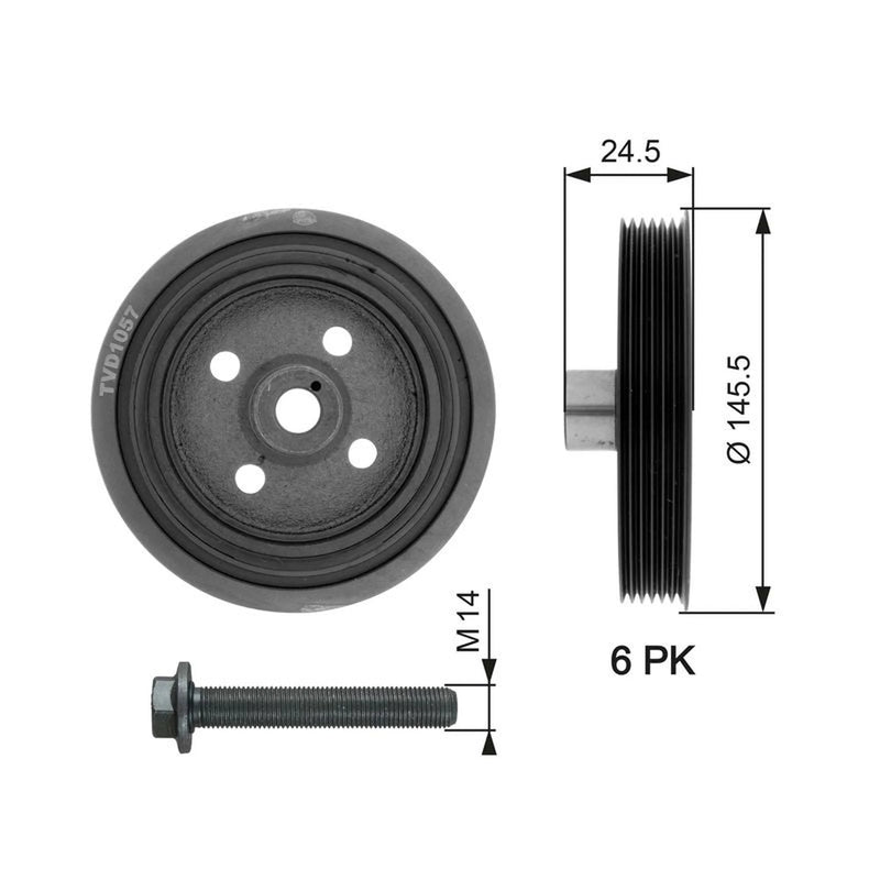 Gates Crank Shaft Belt Pulley TVD1057A