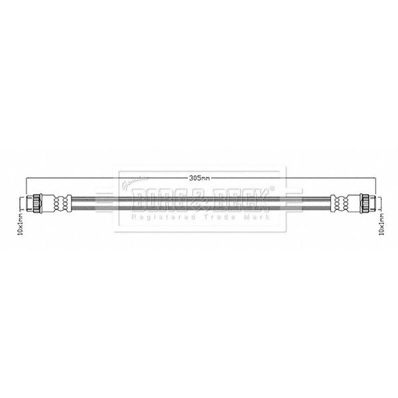 Borg & Beck Brake Hydraulic Hose Line Rear Left BBH8680