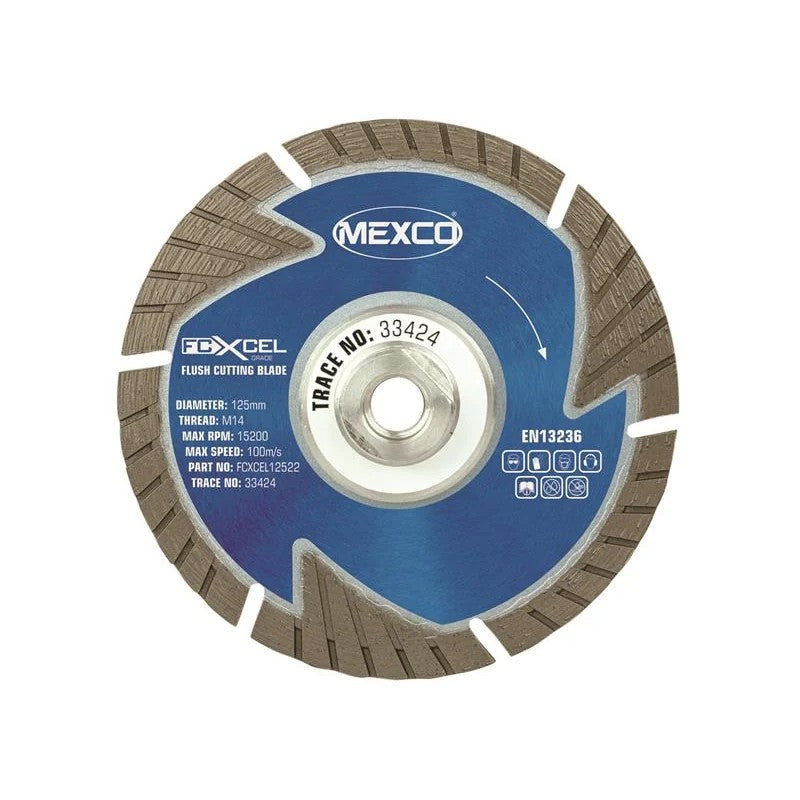 MEXCO FCXCEL Grade Flush Cut Diamond Blade 125 x 22mm - FCXCEL12522