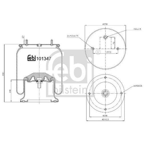 Febi Air Suspension Bellow 200mm Front Right 101347
