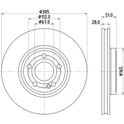 DON 2 x Internally Vented Front Brake Discs PCD20552