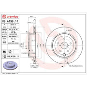 Brembo 2 x Internally Vented Rear Brake Discs 09.A198.11