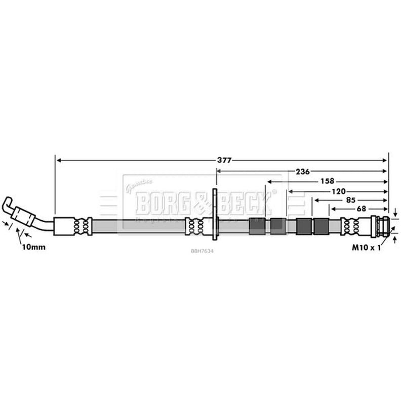 Borg & Beck Brake Hydraulic Hose Line Front Left BBH7634