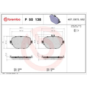 Brembo 4 x Rear Brake Pad Set P50138