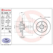 Brembo 2 x Solid Rear Brake Discs 08.D205.17
