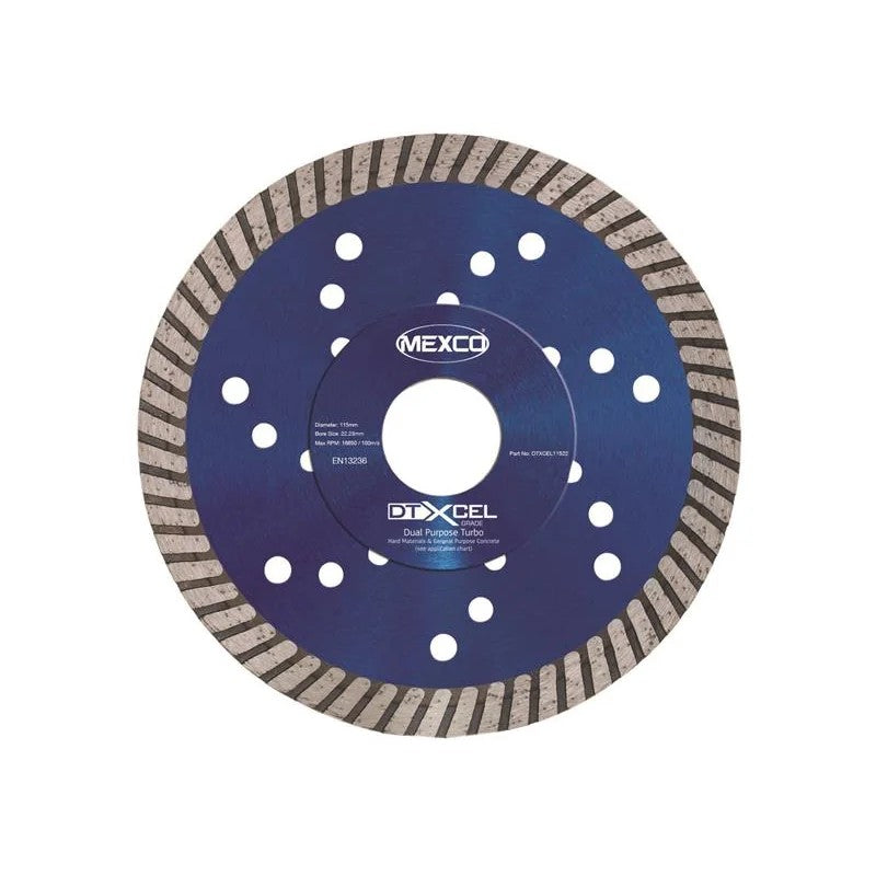 MEXCO XCEL Grade Dual Purpose Turbo Diamond Blade 115 x 22mm - DTXCEL11522
