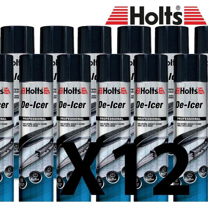 12 x Holts Car De-Icer Melts Windscreen Ice Frost Snow Aerosol Deicer 600ml Holts  - Town Parts