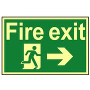 Scan Fire Exit Running Man Arrow Right - Photoluminescent 300 x 200mm - 1581