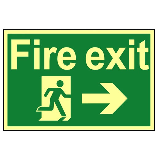 Scan Fire Exit Running Man Arrow Right - Photoluminescent 300 x 200mm - 1581