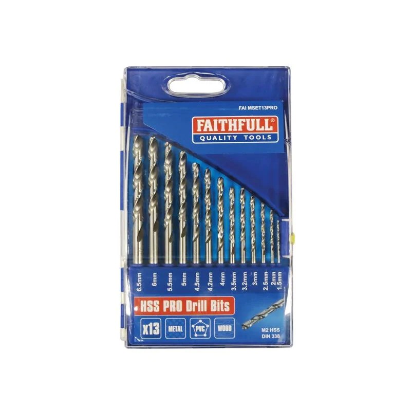 Faithfull Professional HSS Jobber Drill Bit Set, 13 Piece (1.5 - 6.5mm)