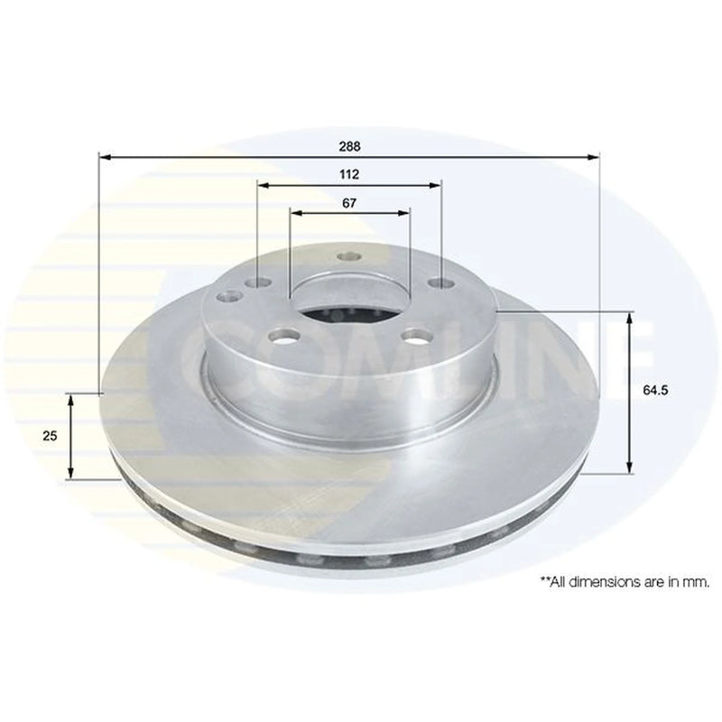 Comline 2 x Internally Vented Front Brake Discs ADC1656V