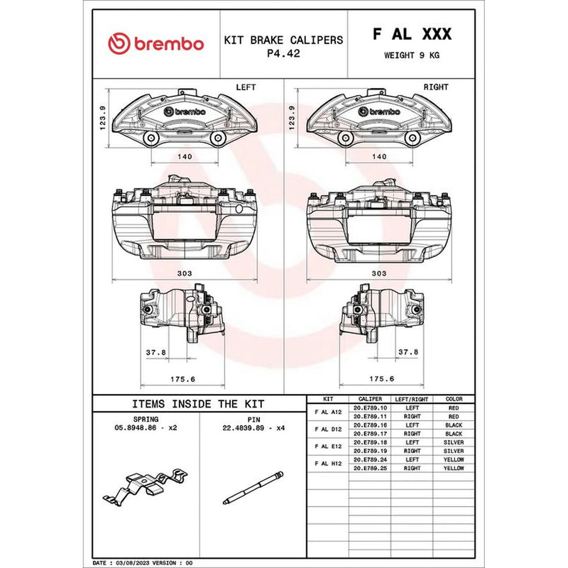 Brembo 2 x Brake Caliper Assembly Front FALH12