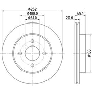 DON 2 x Internally Vented Front Brake Discs PCD16022