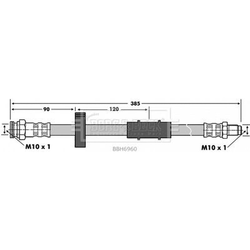 Borg & Beck Brake Hydraulic Hose Line Front Left BBH6960