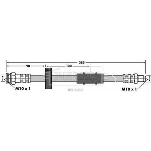 Borg & Beck Brake Hydraulic Hose Line Front Left BBH6960