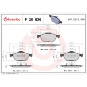 Brembo 4 x Front Brake Pad Set P28036