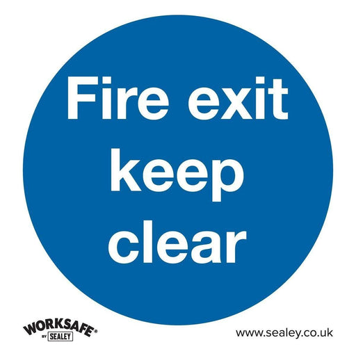 Sealey Mandatory Safety Sign Fire Exit Keep Clear Self-Adhesive Vinyl SS2V1 Sealey  - Town Parts