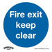 Sealey Mandatory Safety Sign Fire Exit Keep Clear Self-Adhesive Vinyl SS2V1 Sealey  - Town Parts