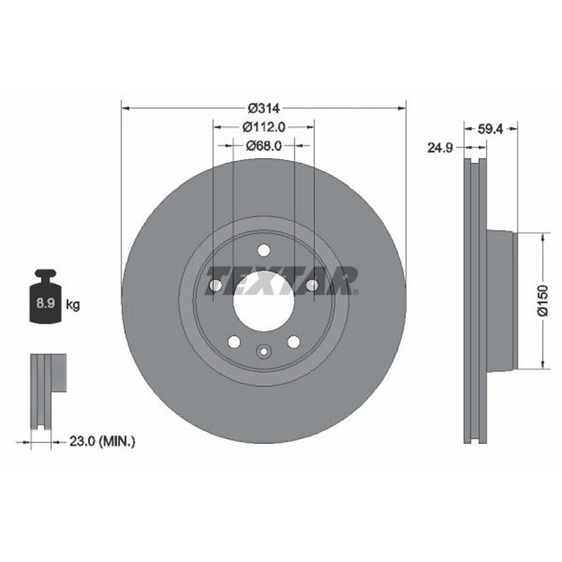 Textar 2 x Front Brake Discs 92132205