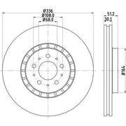 Mintex 2 x Externally Vented Front Brake Discs MDC1613C