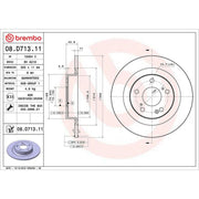 Brembo 2 x Solid Rear Brake Discs 08.D713.11