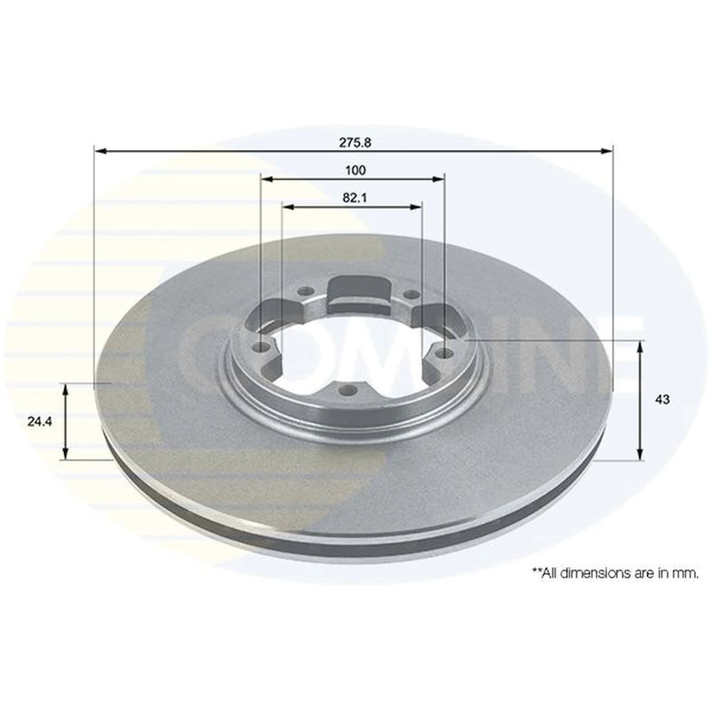 Comline 2 x Internally Vented Front Brake Discs ADC1214V