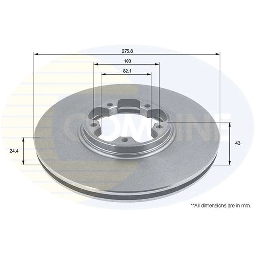 Comline 2 x Internally Vented Front Brake Discs ADC1214V