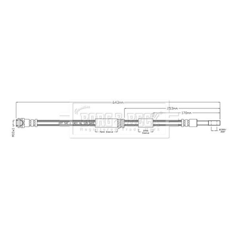 Borg & Beck Brake Hydraulic Hose Line Rear Left BBH8945