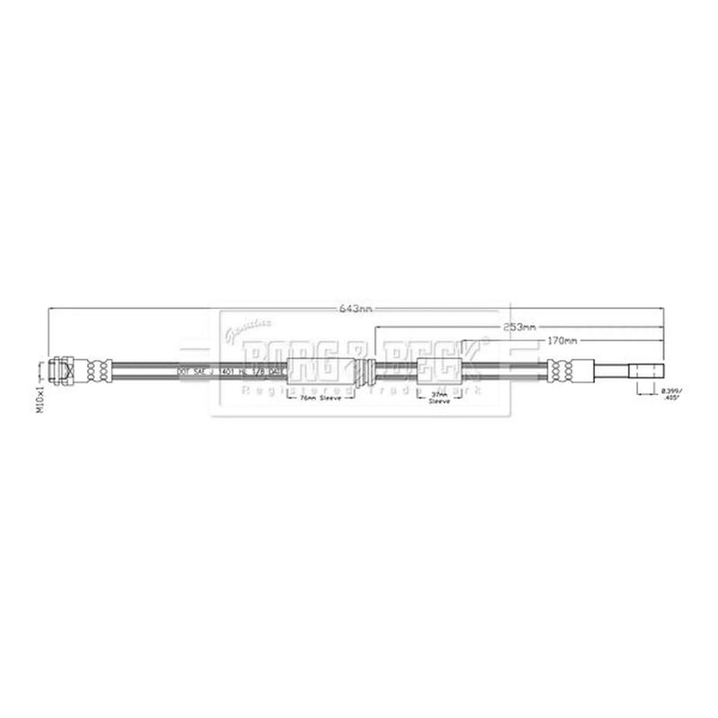 Borg & Beck Brake Hydraulic Hose Line Rear Left BBH8945