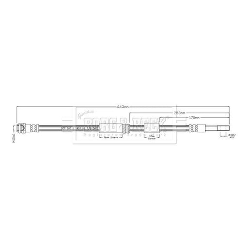 Borg & Beck Brake Hydraulic Hose Line Rear Left BBH8945