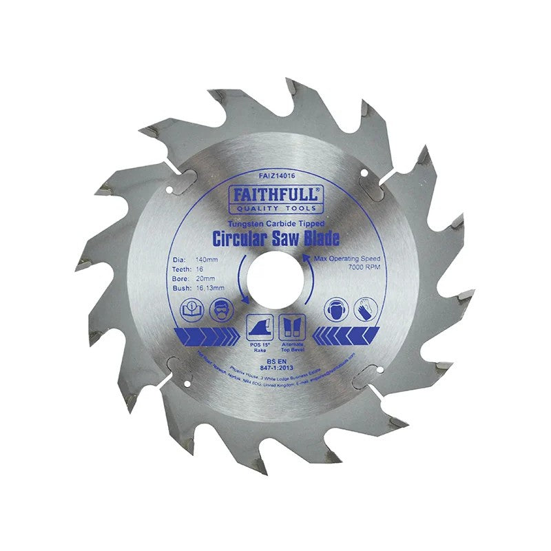 Faithfull TCT Circular Saw Blade 140 x 20mm x 16T POS - FAIZ14016