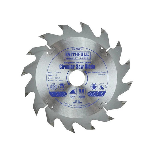 Faithfull TCT Circular Saw Blade 140 x 20mm x 16T POS - FAIZ14016