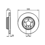 Bosch 2 x Vented Rear Brake Discs 0 986 479 005