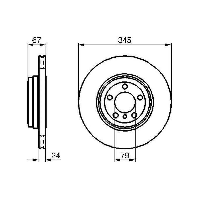 Bosch 2 x Vented Rear Brake Discs 0 986 479 005