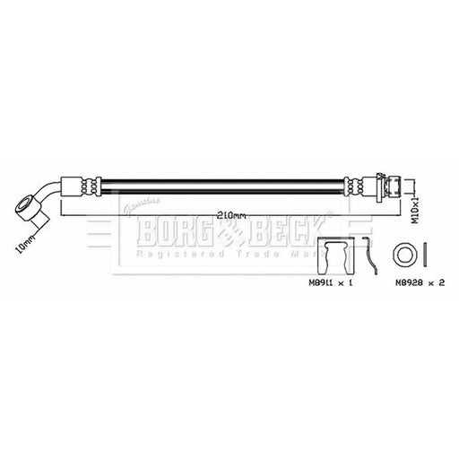 Borg & Beck Brake Hydraulic Hose Line Rear BBH7756
