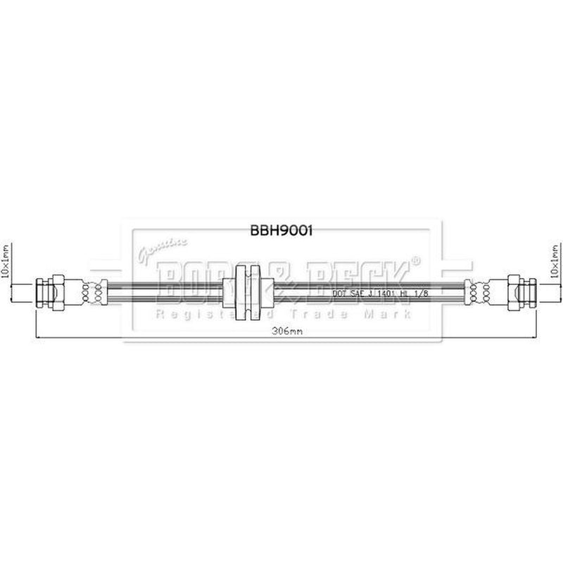 Borg & Beck Brake Hydraulic Hose Line Rear Left BBH9001