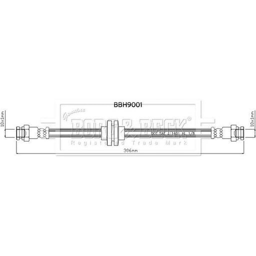 Borg & Beck Brake Hydraulic Hose Line Rear Left BBH9001