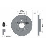 Textar 2 x Internally Vented Front Brake Discs 92091303