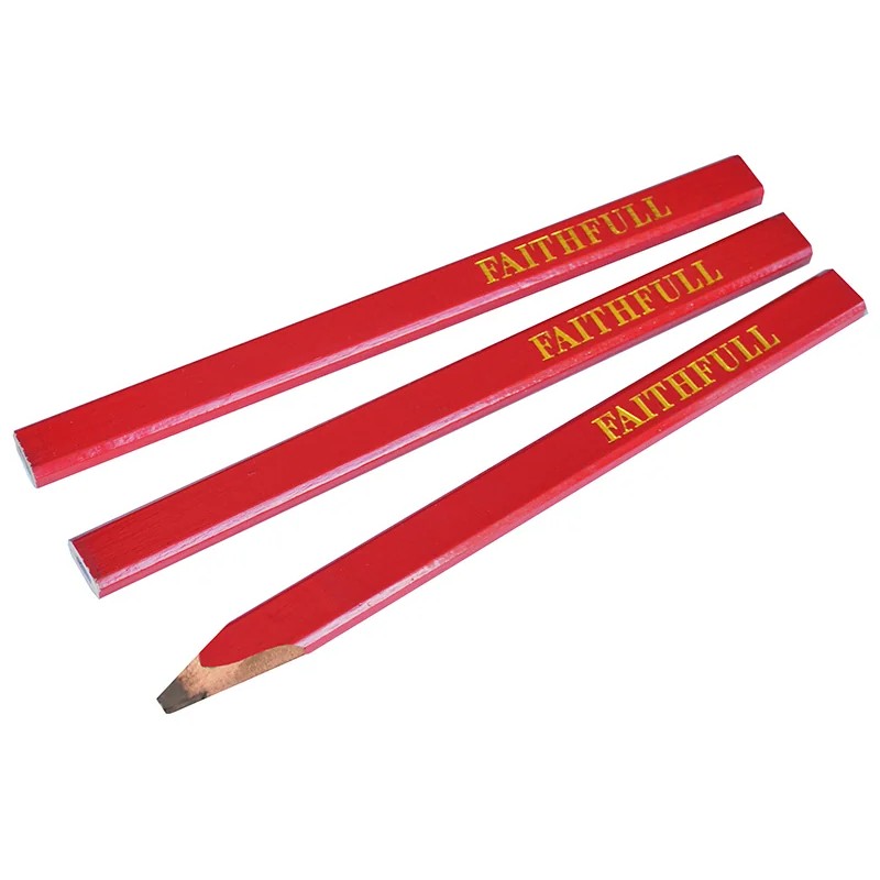 Faithfull Carpenter's Pencils - Red / Medium (Pack 3) - FAICPR
